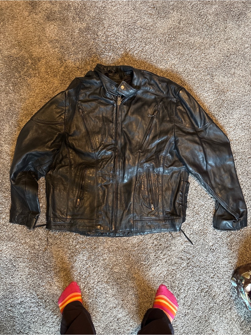 Men's Black Leather Motorcycle Jacket
